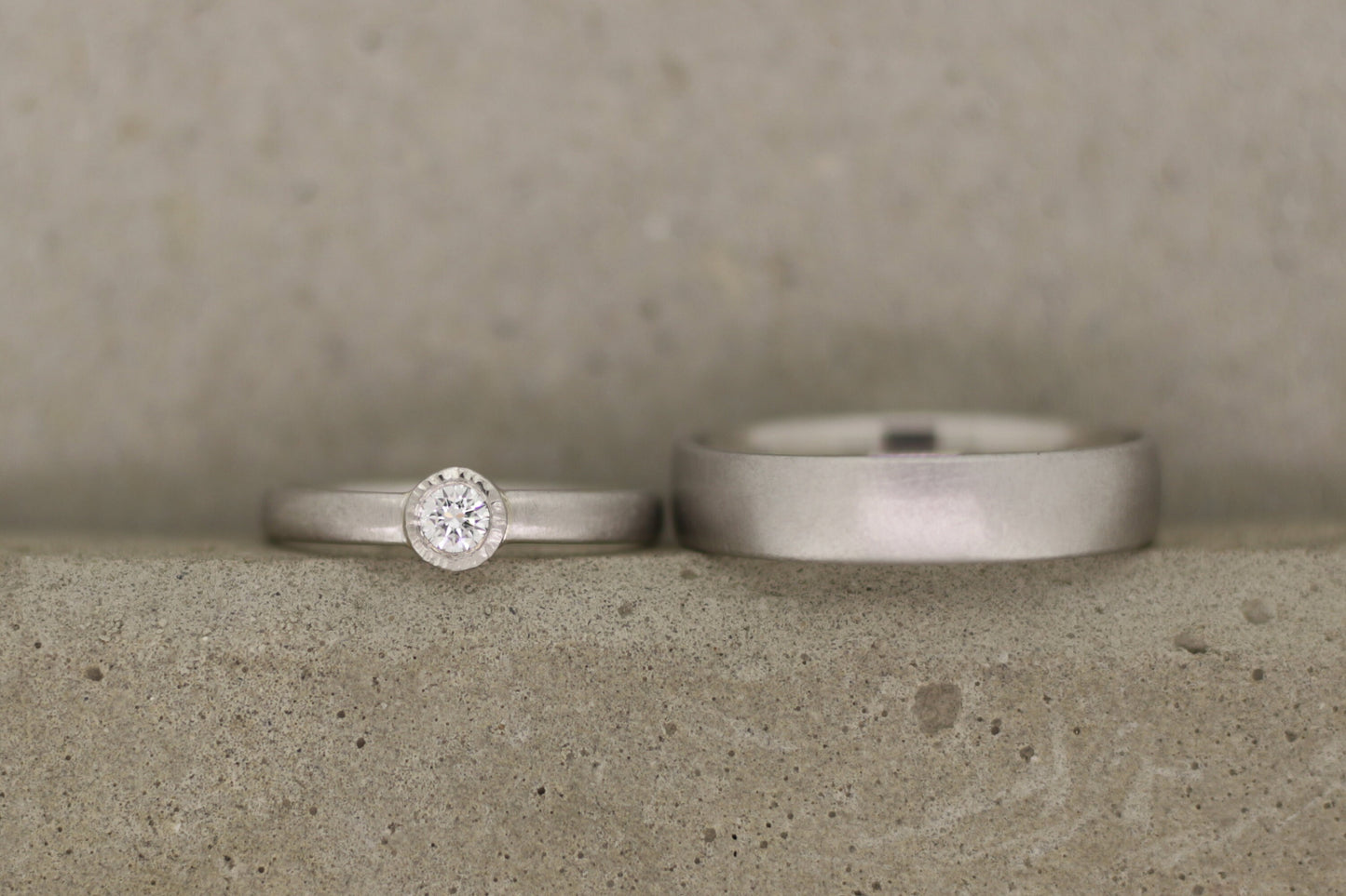 Platin Eheringe Damenring Solitär mit Brillant