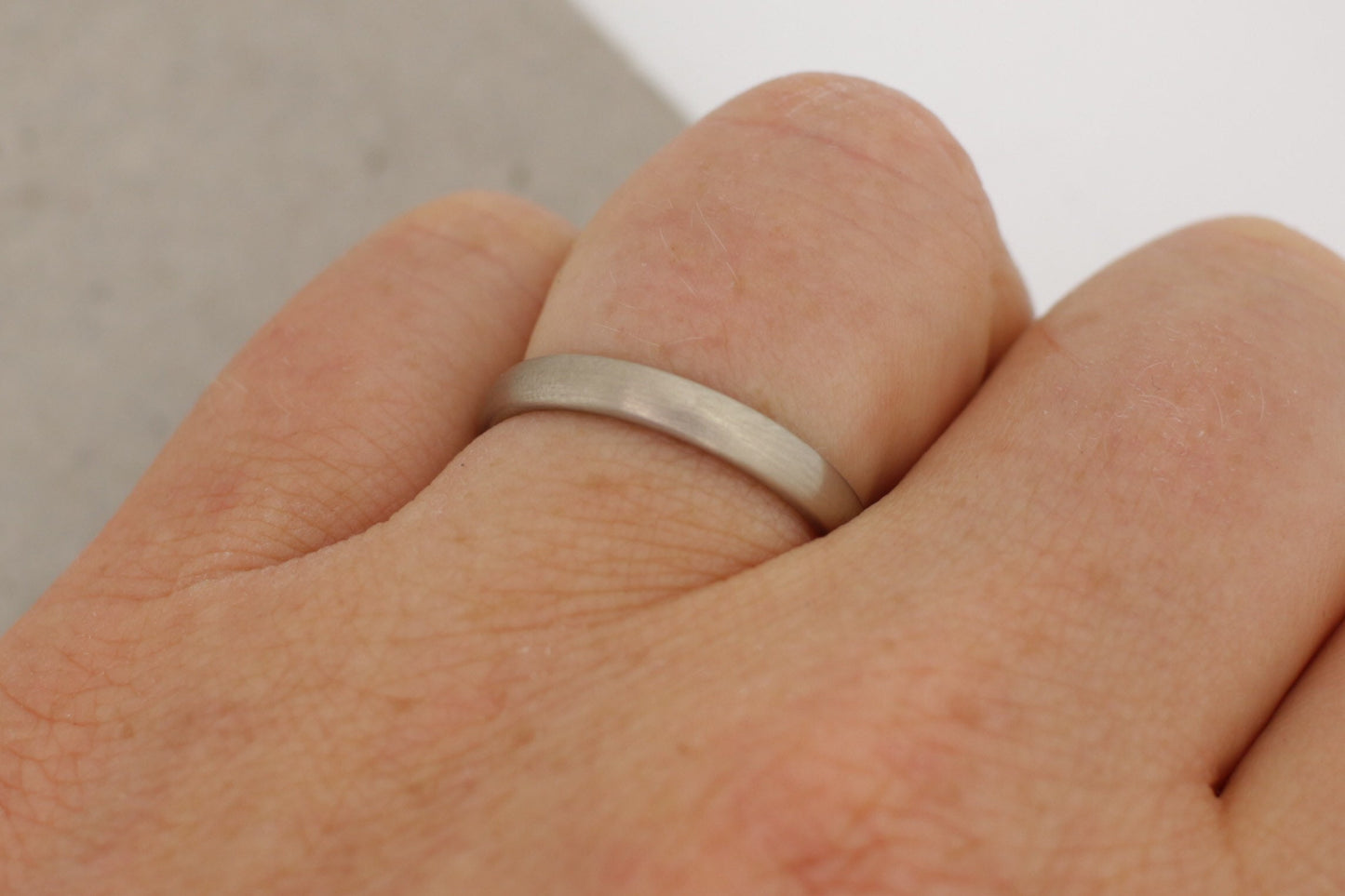 schlichte Ehering Weißgold Palladium Platin 3mm schmal oval gerundet