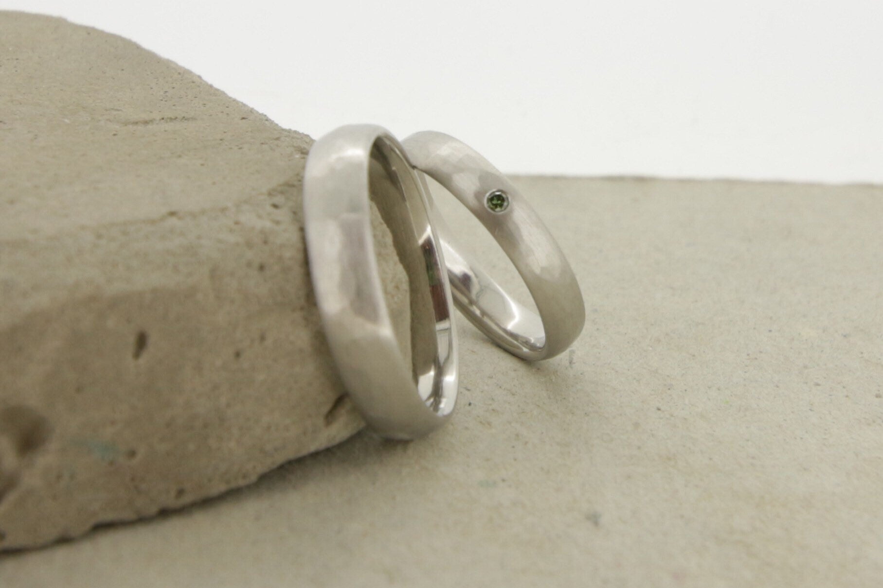 Eheringe Platin, Weißgold, Hammerschlag