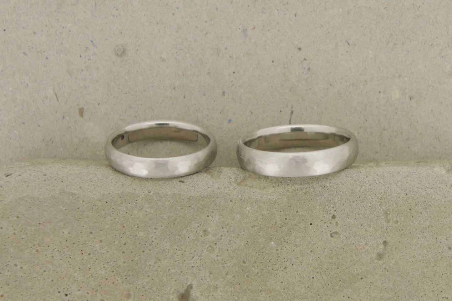 Eheringe Platin, Weißgold, Hammerschlag