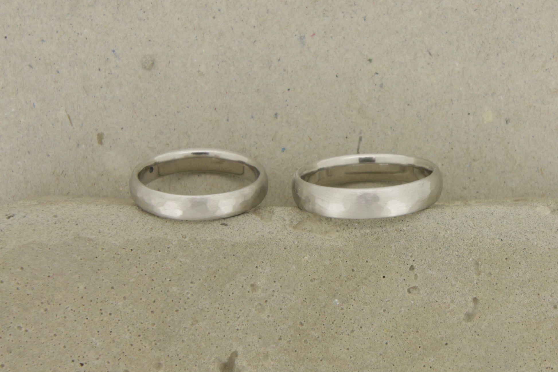 Eheringe Platin, Weißgold, Hammerschlag