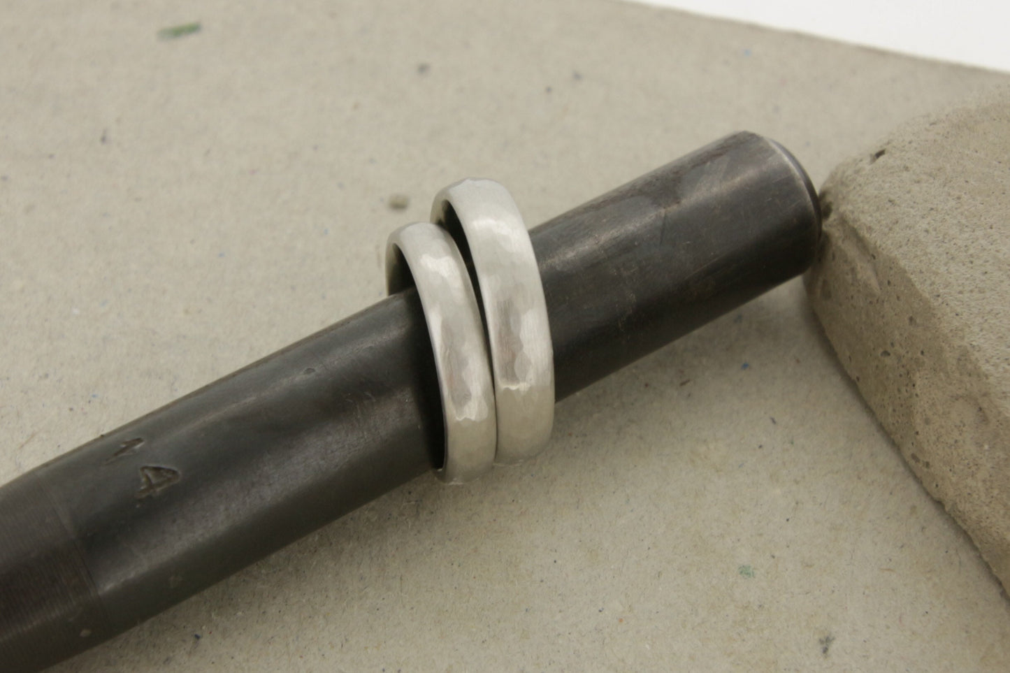 Eheringe Platin, Weißgold, Hammerschlag