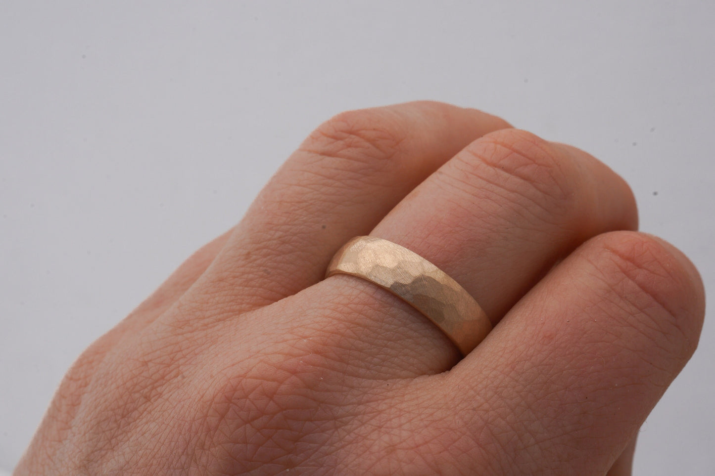 Roségold Ehering breit und schmal mit Hämmerung