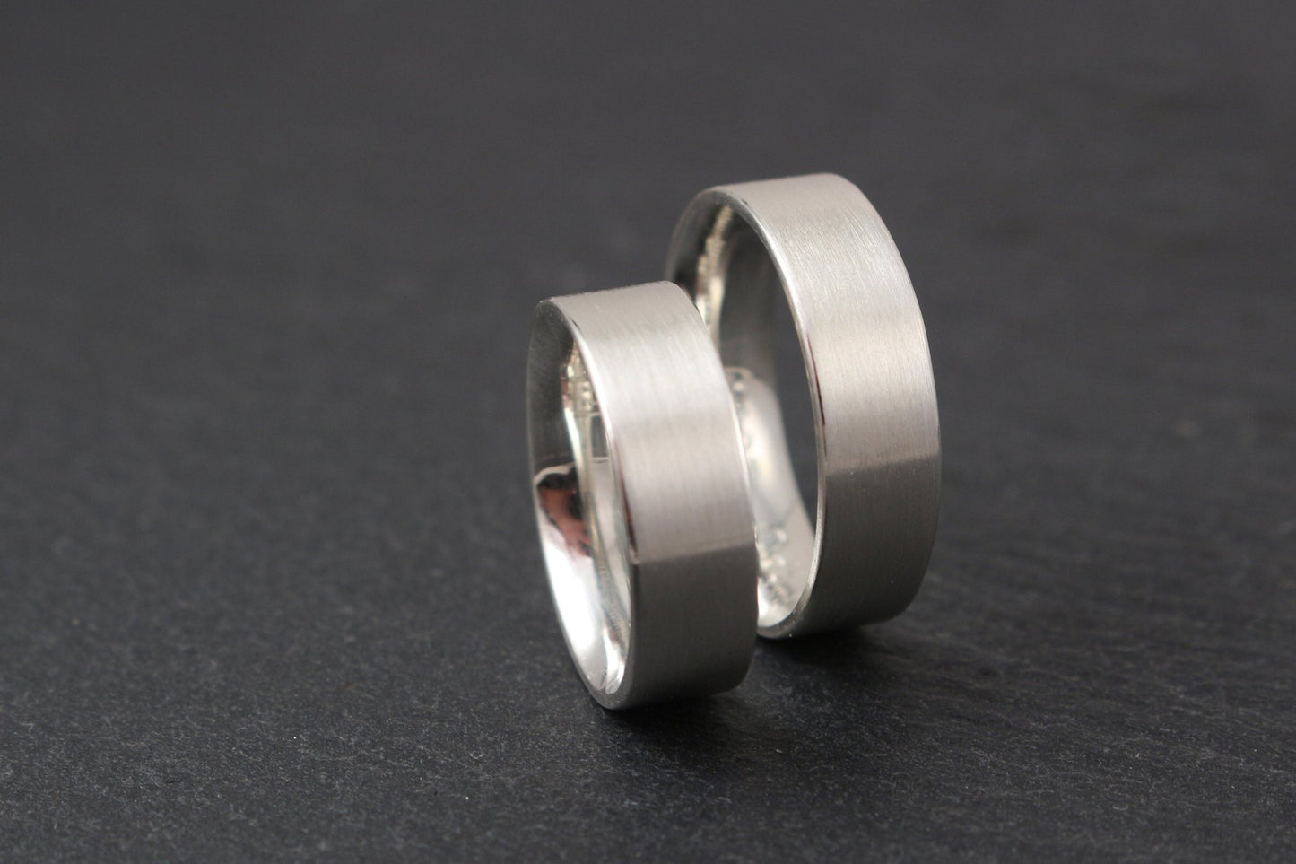 Silber Eheringe (925) | gerade, matt, breit | 6mm | kantig, schlicht - Goldschmiede Miret