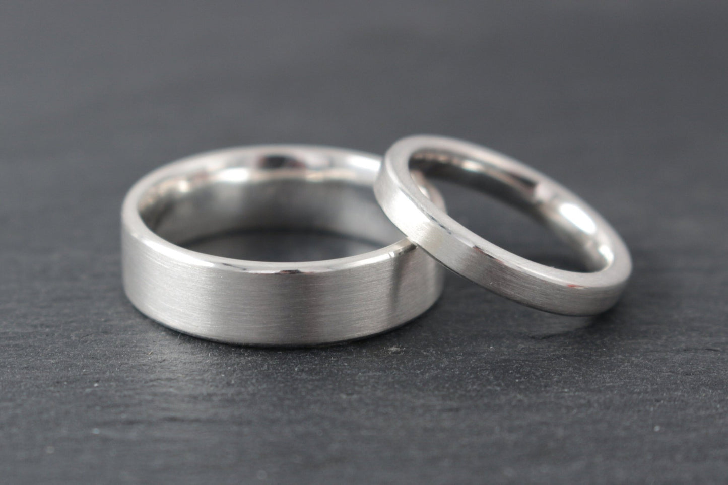 Silber Eheringe (925) | schmal und breit | gerade, kantig, schlicht, geradlinig - Goldschmiede Miret