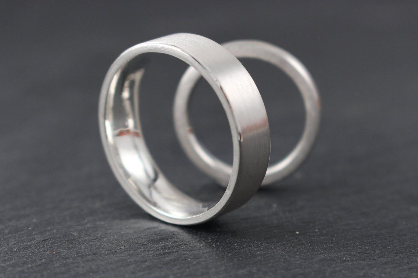 Silber Eheringe (925) | schmal und breit | gerade, kantig, schlicht, geradlinig - Goldschmiede Miret