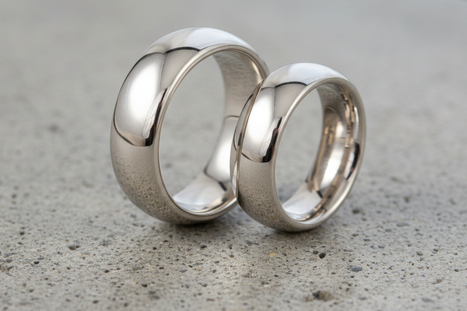 Weißgold Eheringe poliert breit (7/7mm)