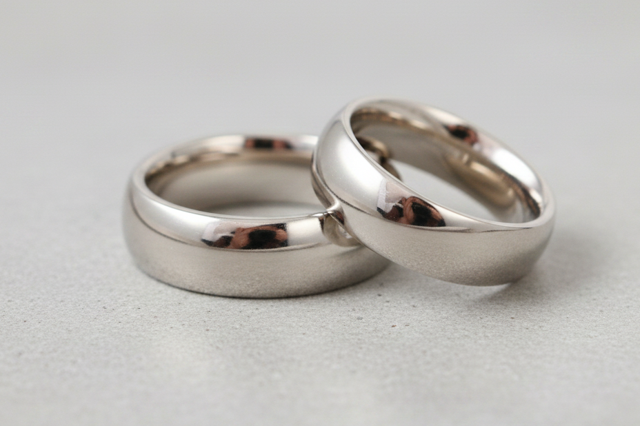Weißgold Eheringe poliert breit (7/7mm)