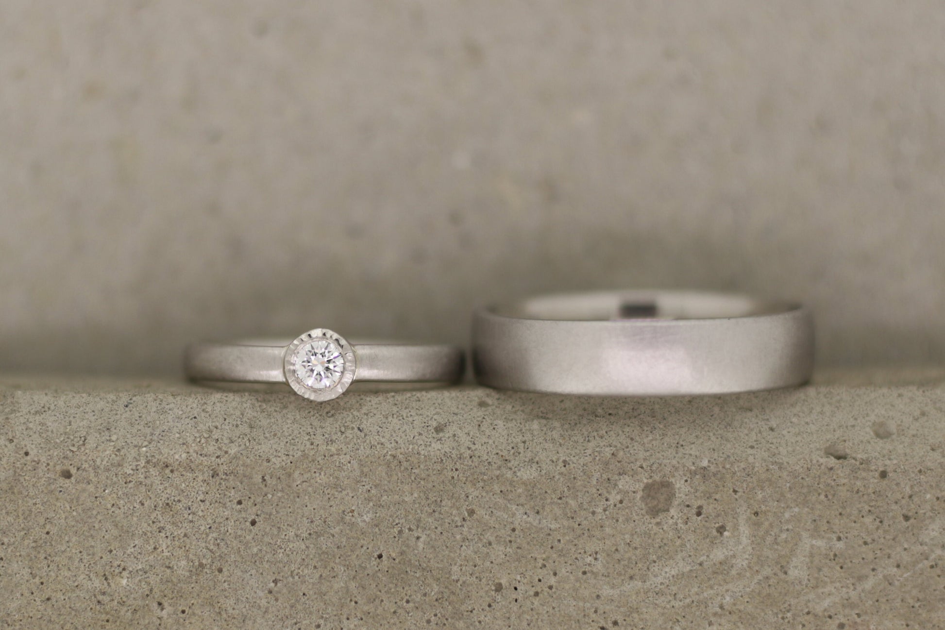 Platin Eheringe Damenring Solitär mit Brillant