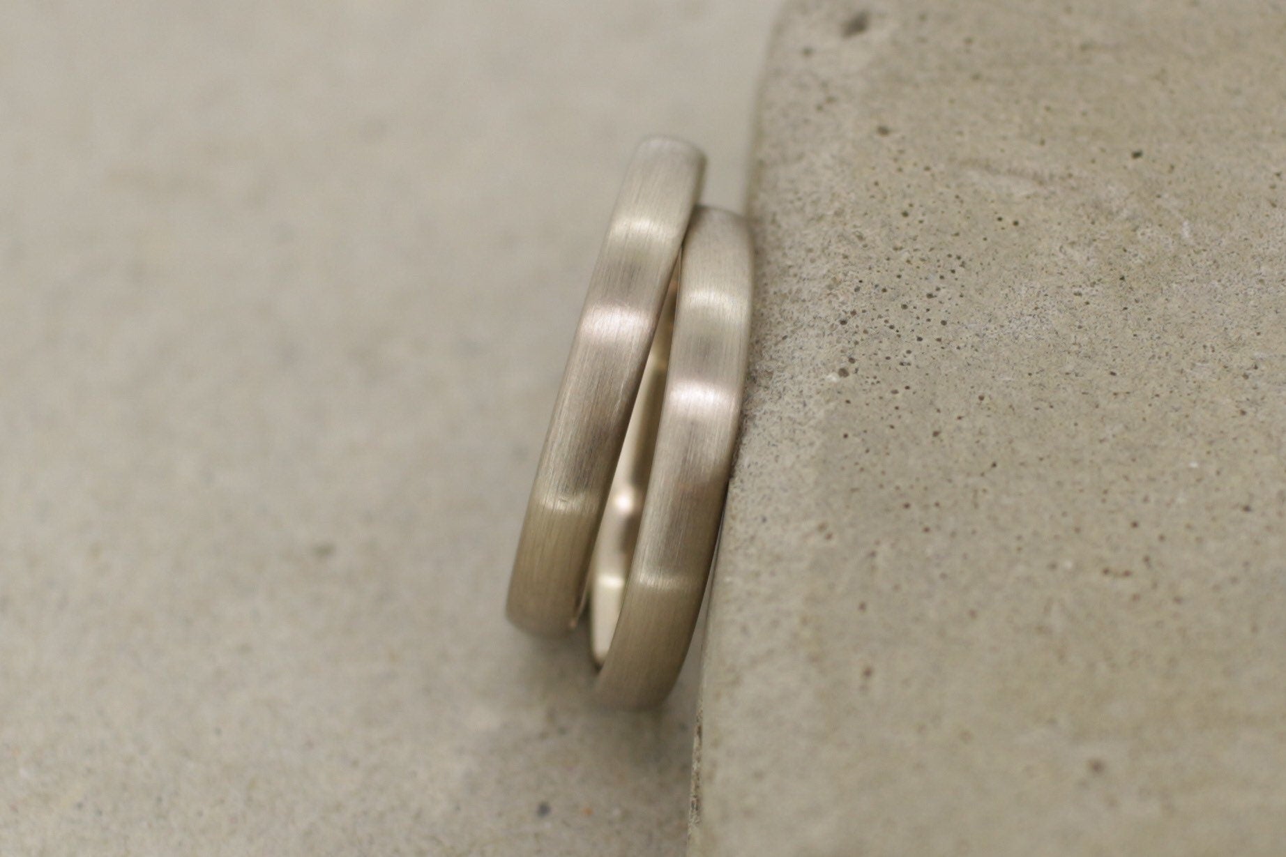 schlichte Ehering Weißgold Palladium Platin 3mm schmal oval gerundet