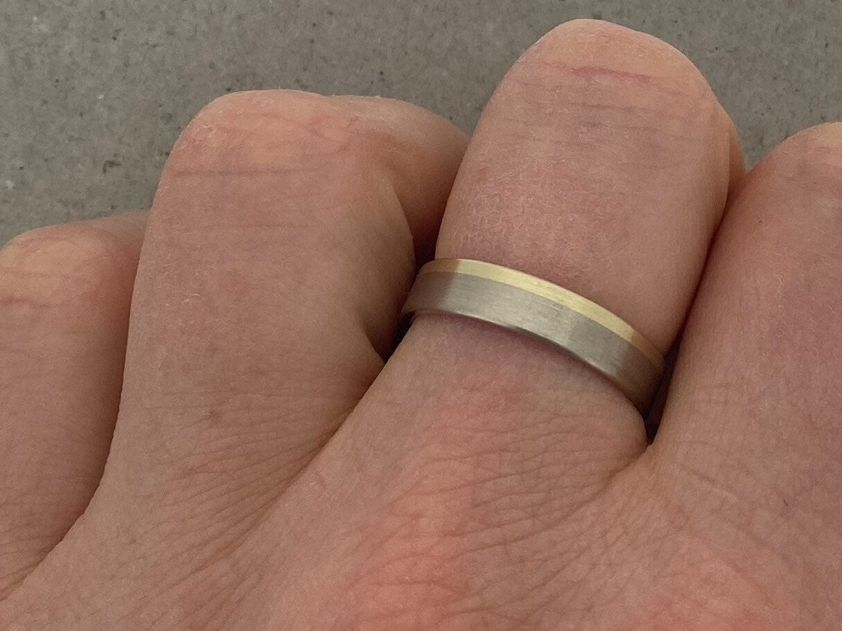 Zweifarbige Eheringe streifen, Palladium und Gelbgold