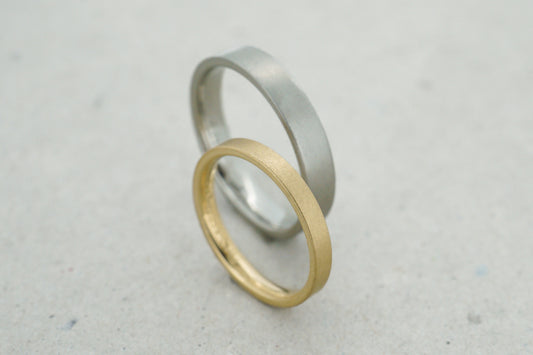 Kantige Eheringe Palladium, Gelbgold