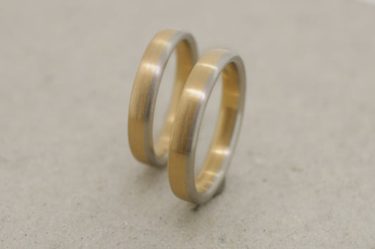 Platin und Gelbgold Eheringe streifen