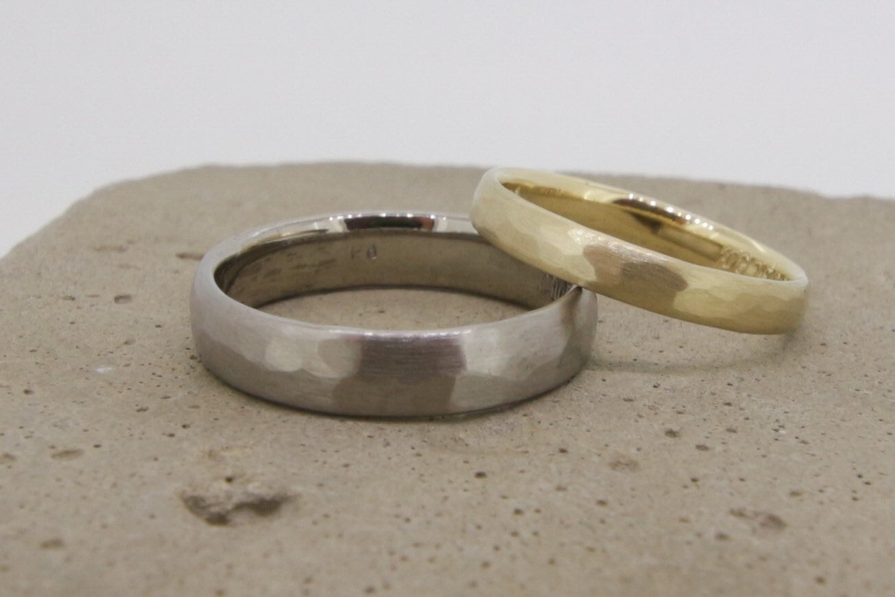Gelbgold (585) und Platin (500) Eheringe | zweifarbig - Goldschmiede Miret