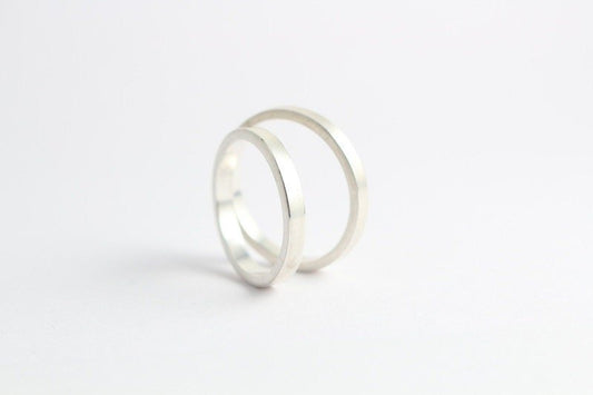 Silber Eheringe (925) | 3mm | gerade, massiv, matt, kantiges Profil - Goldschmiede Miret