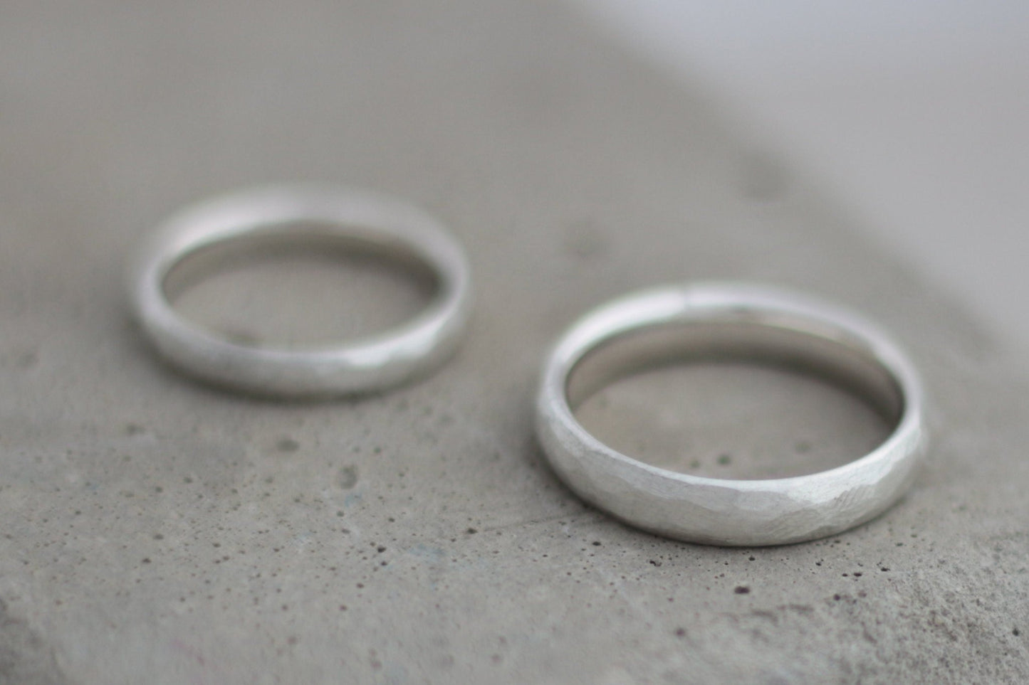 Silber Eheringe (925) | gehämmerter Oberfläche | 3 mm 4mm - Goldschmiede Miret