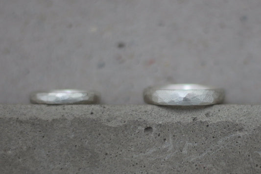 Silber Eheringe (925) | gehämmerter Oberfläche | 3 mm 4mm - Goldschmiede Miret