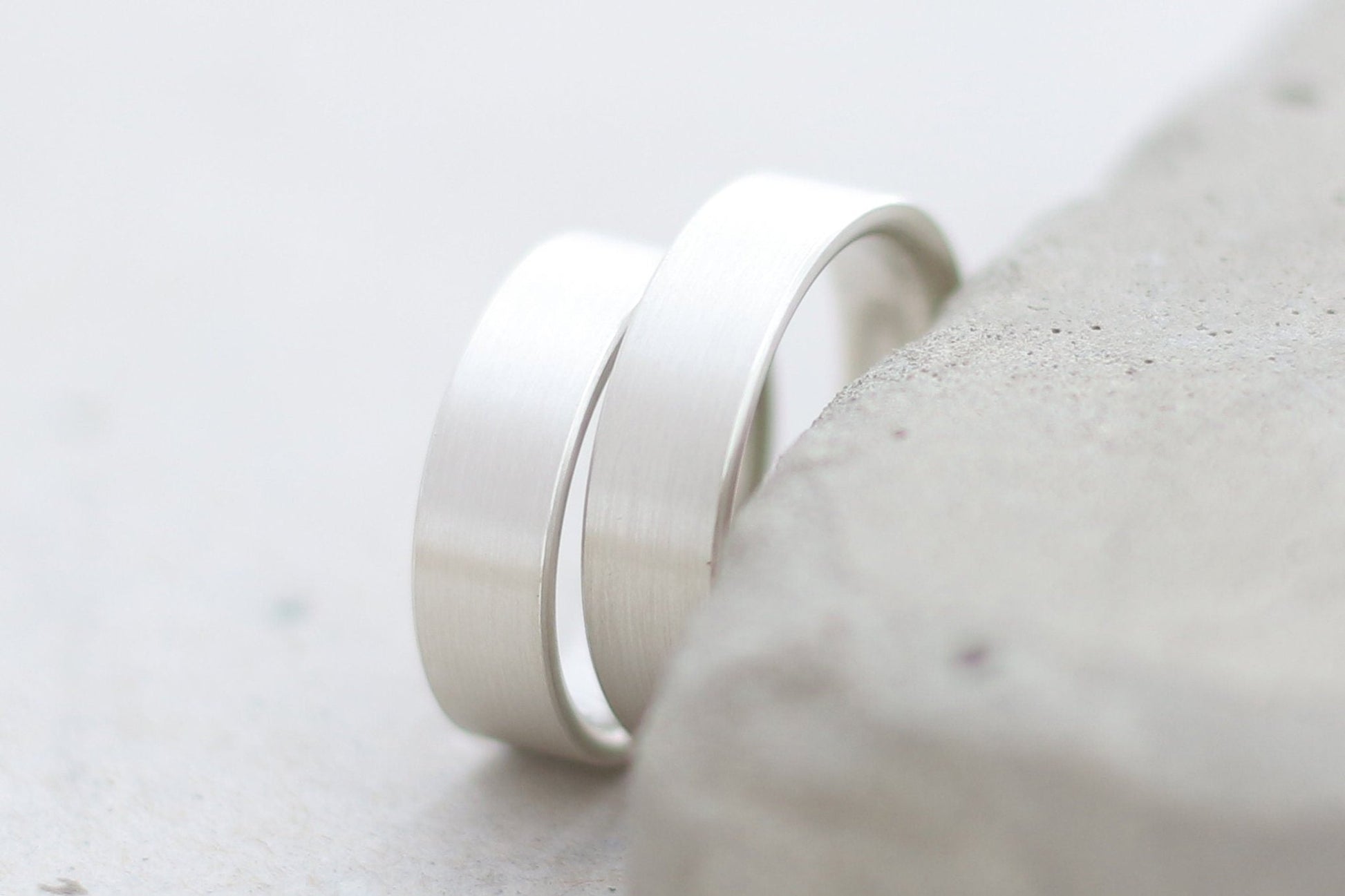 Silber Eheringe (925) | gerade, matt, breit | 6mm | kantig, schlicht - Goldschmiede Miret