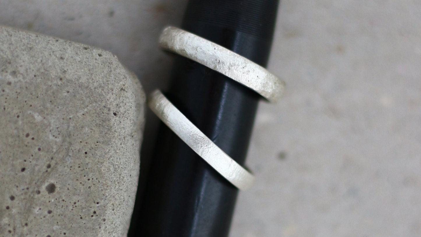 Silber Eheringe (925) | strukturierter Oberfläche | 3 mm 4 mm - Goldschmiede Miret