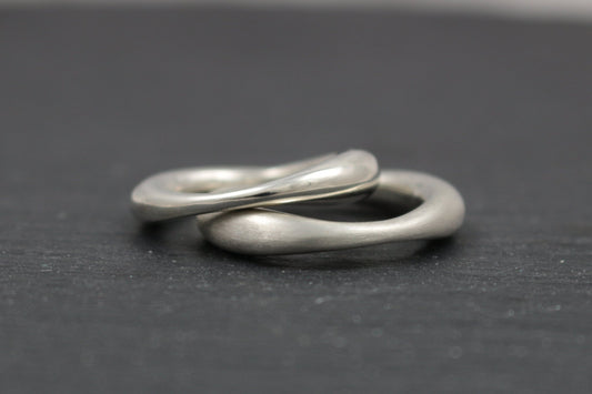 Silberring Duo | Männerringe | Wellenringe | Zweier Ring passend zusammen | Stapelring - Goldschmiede Miret