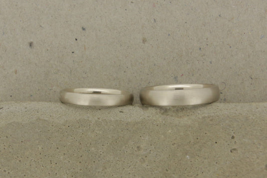 Weißgold Eheringe (333/585/750) , 3mm und 4mm | schmal, oval, gerundet - Goldschmiede Miret